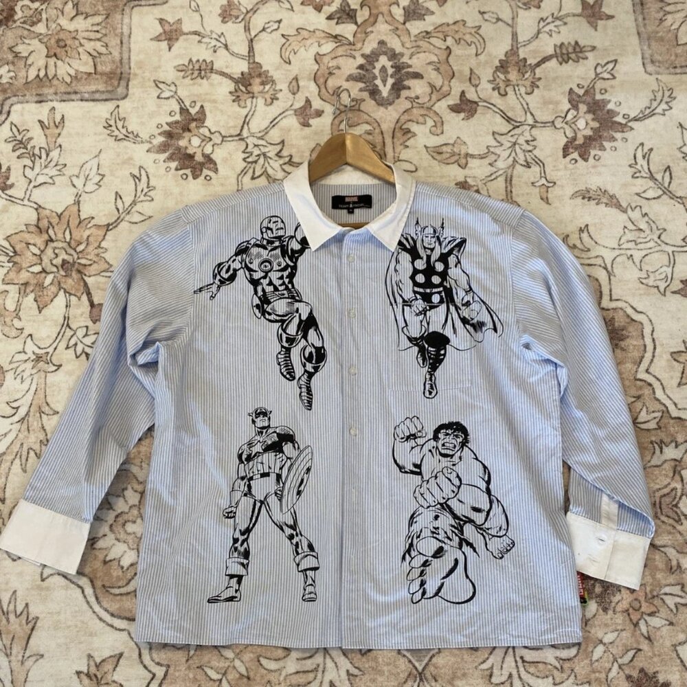 Men's Teddy Fresh x Marvel button up shirt sz. XL
